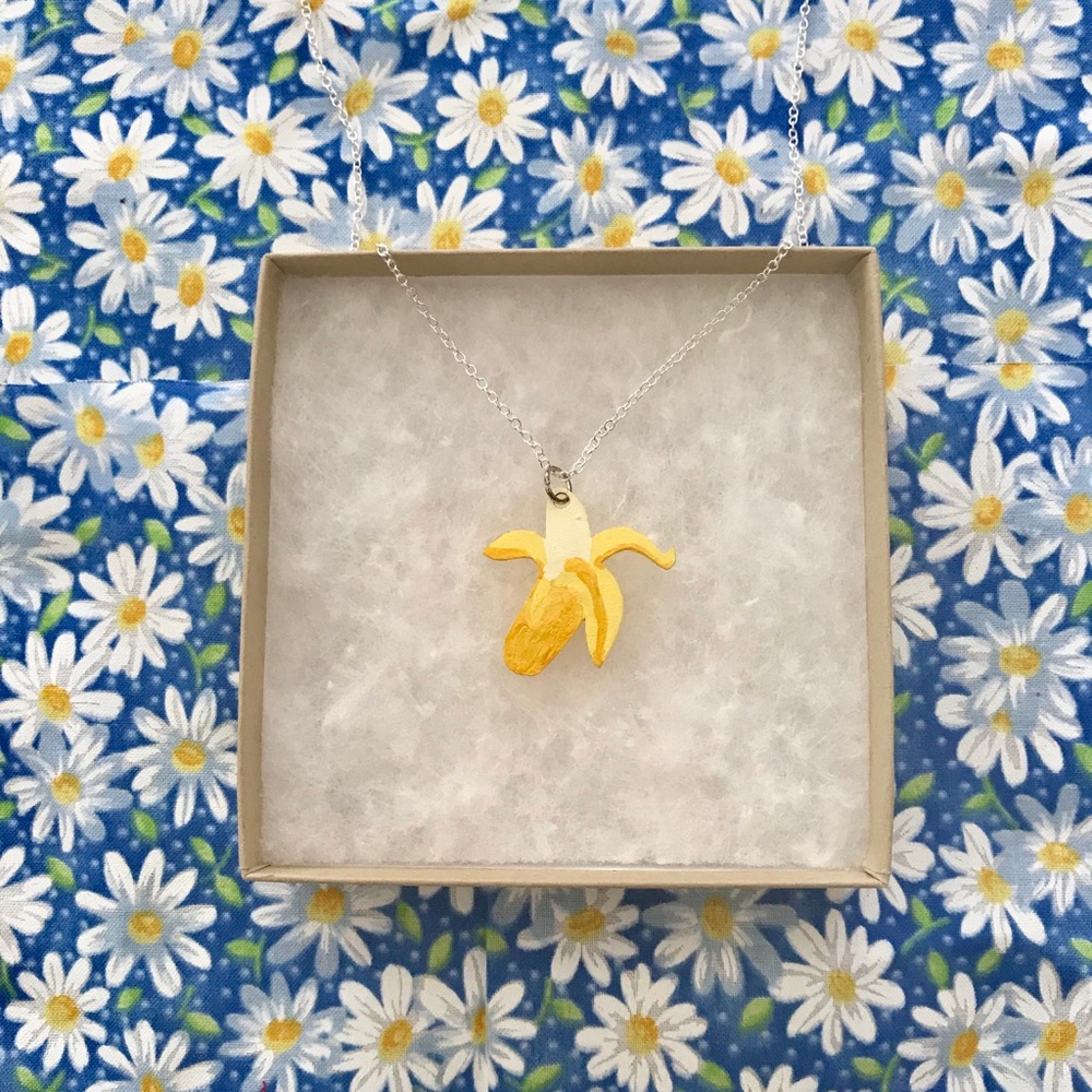 New boho urban fruit banana charm necklace
